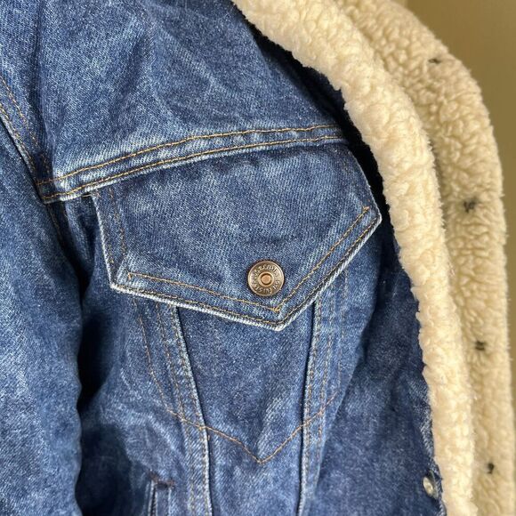 Levi’s San Fransisco Vintage Unisex Size XL Denim Sherpa Trucker Jean Jacket USA - Picture 7 of 16